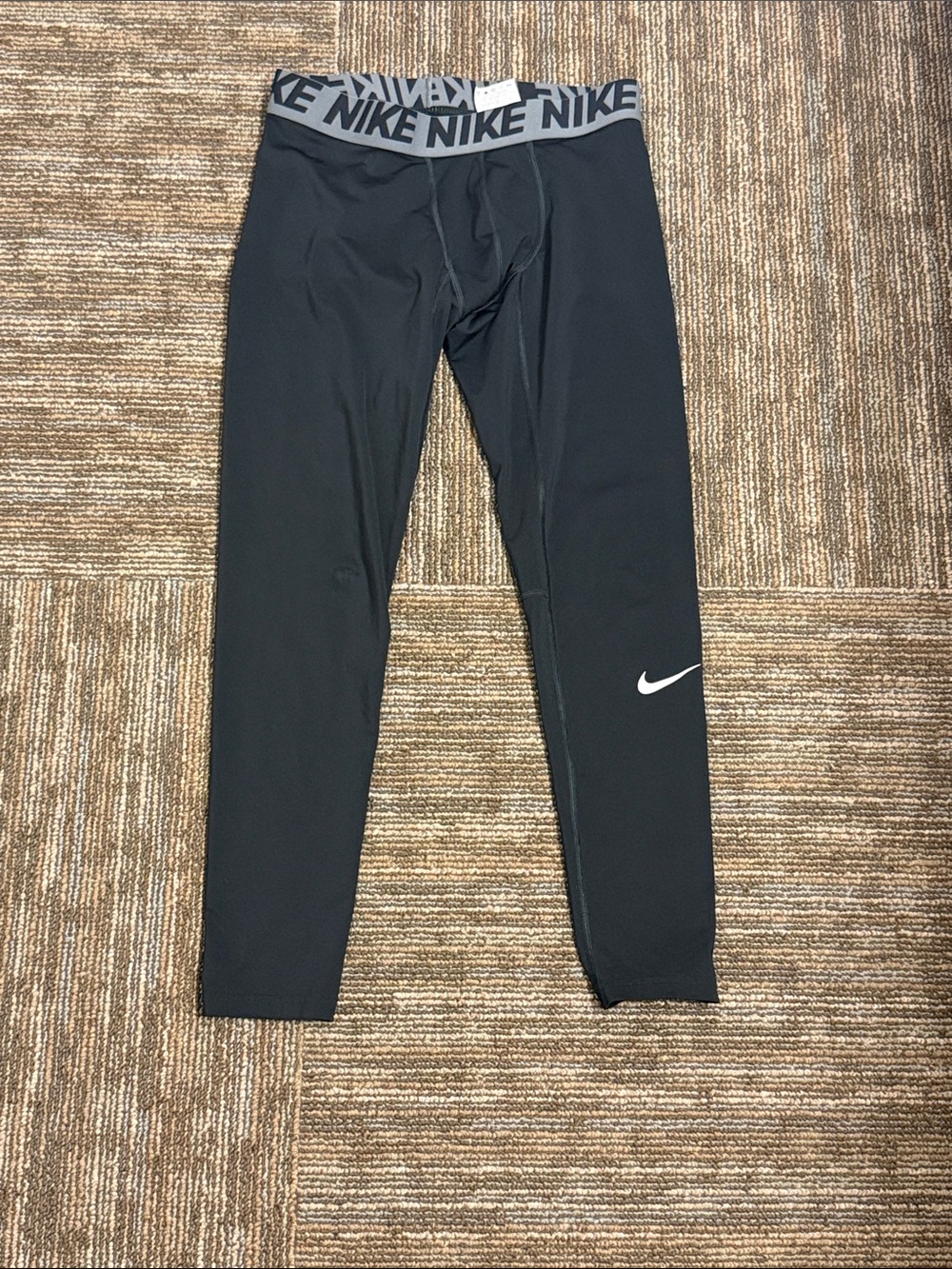 Nike Black Performance Training Tights with Gray Waistband